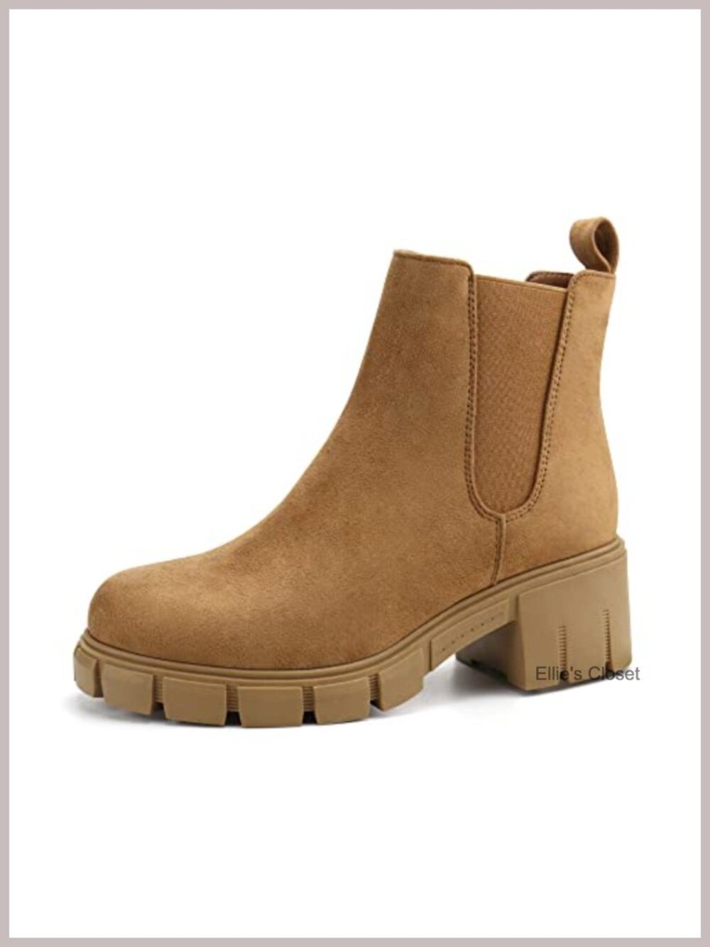 Women's Platform Chelsea Ankle Boots Chunky Heel Faux Leather Suede